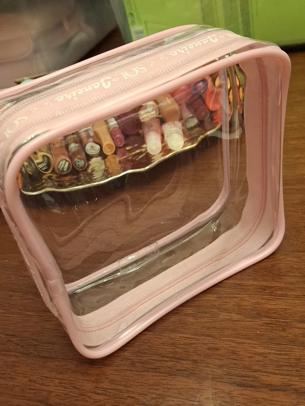 SOL de Janeiro Clear Pink Cosmetic Bag New Approx 5x5x3